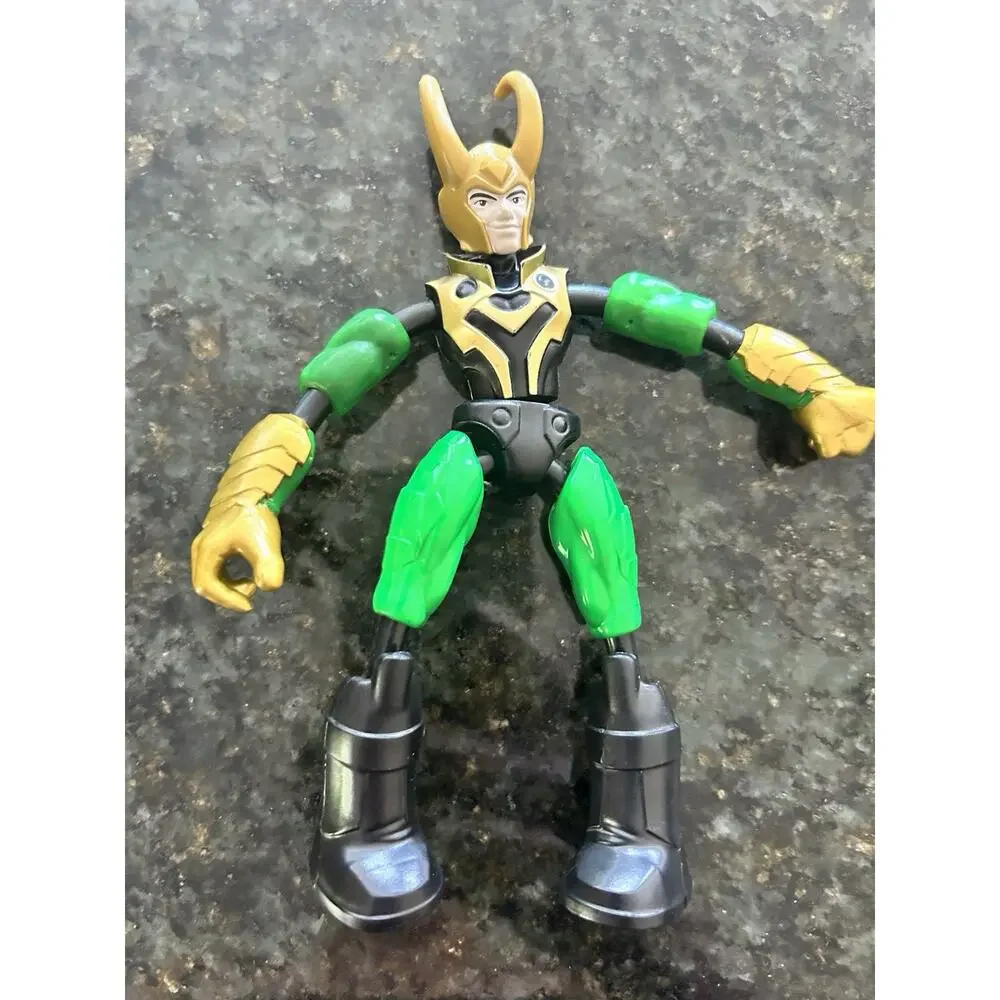 Set Of 3 “Bend And Flex” Marvel Spiderman‎ 6” Action Figures With Shields Loki